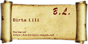 Birta Lili névjegykártya